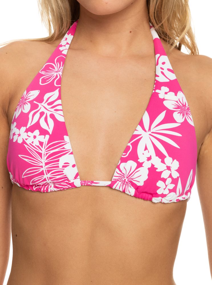 Pink Women's Roxy Printed Beach Classics Elongated Bikini Tops | USA RCUY-45078