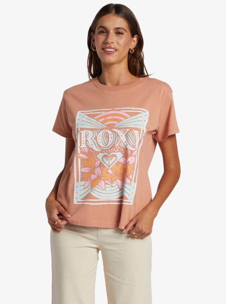 Pink Women\'s Roxy Rays Oversized T Shirts | USA NPIG-62071