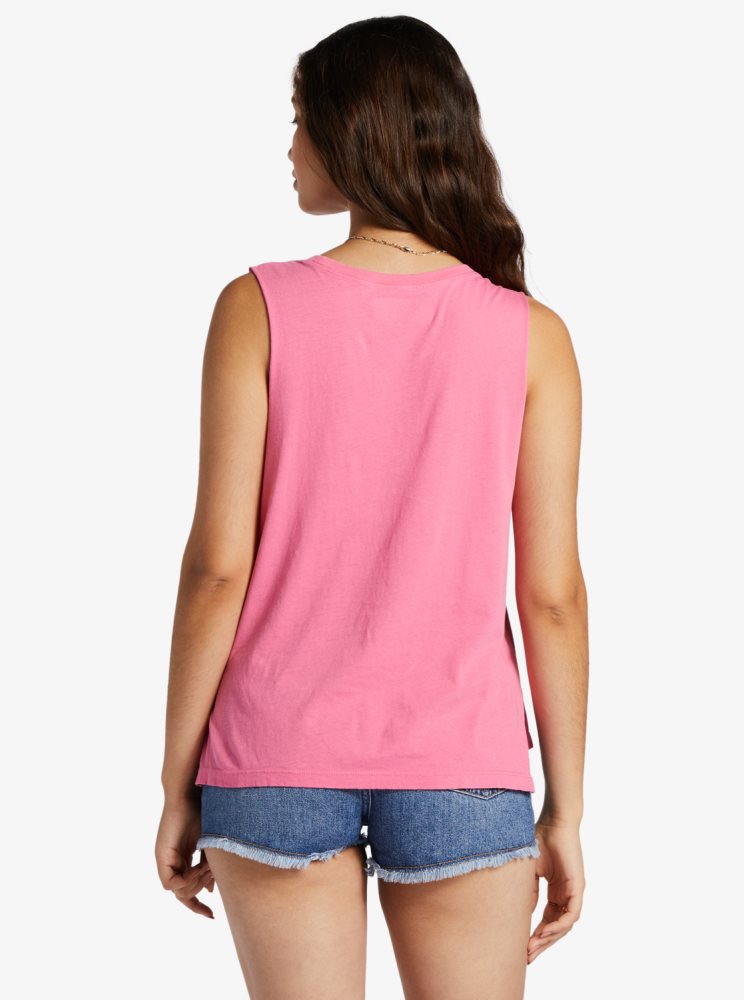 Pink Women's Roxy Rise Up Sleeveless T Shirts | USA QFGB-31694