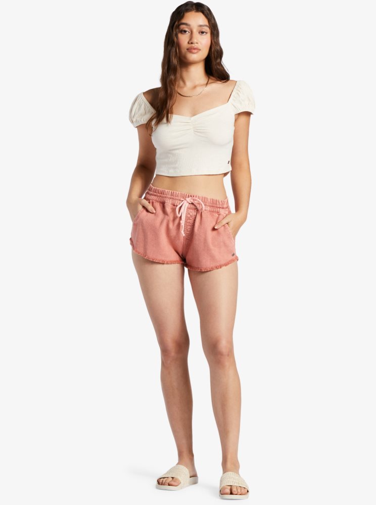 Pink Women's Roxy Scenic Route Elastic Shorts | USA POKB-14269