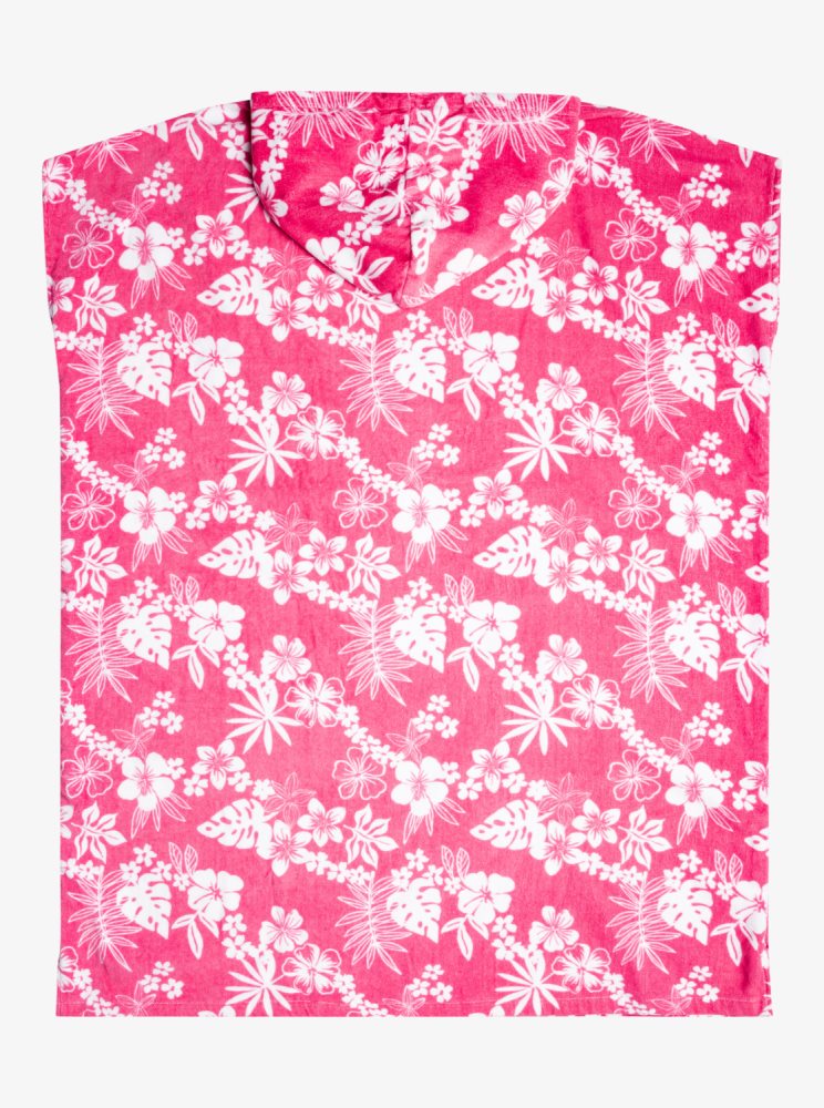 Pink Women's Roxy Stay Magical Printed Poncho Changing Towel | USA ZTUW-26184