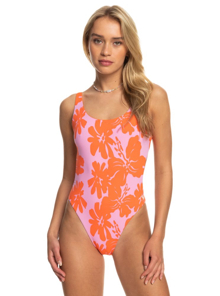 Pink Women's Roxy Surf.Kind.Kate. Reversible One Piece Swimsuits | USA EZJL-39517