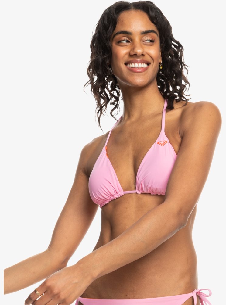 Pink Women's Roxy Surf.Kind.Kate. Reversible Triangle Bikini Tops | USA VGND-58104