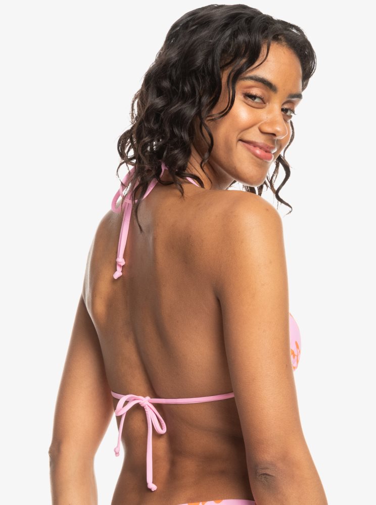 Pink Women's Roxy Surf.Kind.Kate. Reversible Triangle Bikini Tops | USA VGND-58104