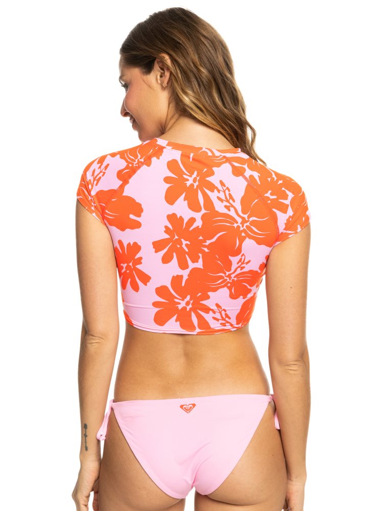 Pink Women's Roxy Surf.Kind.Kate. Short Sleeve Cropped Rashguards | USA FIBU-95180