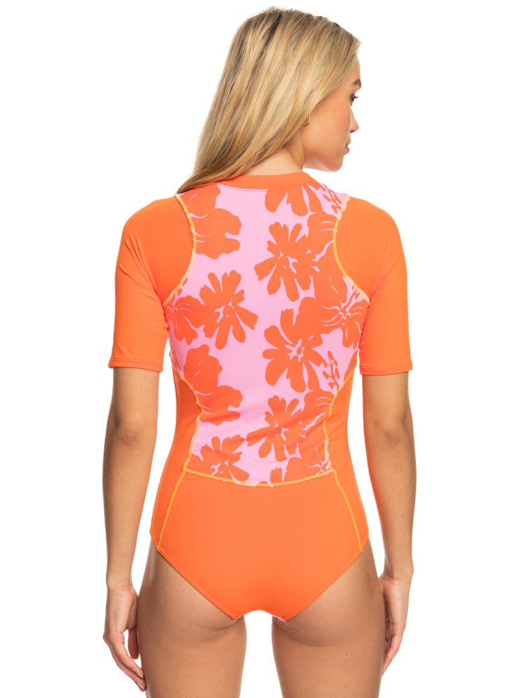 Pink Women's Roxy Surf.Kind.Kate. Short Sleeve One Piece Swimsuits | USA LSZT-53910