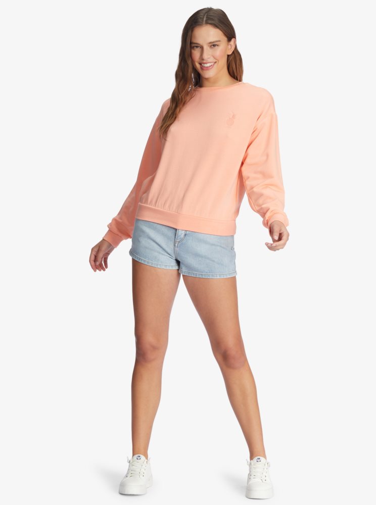 Pink Women's Roxy Surfing By Moonlight Long Sleeve Lounge Tops | USA MOYR-80342