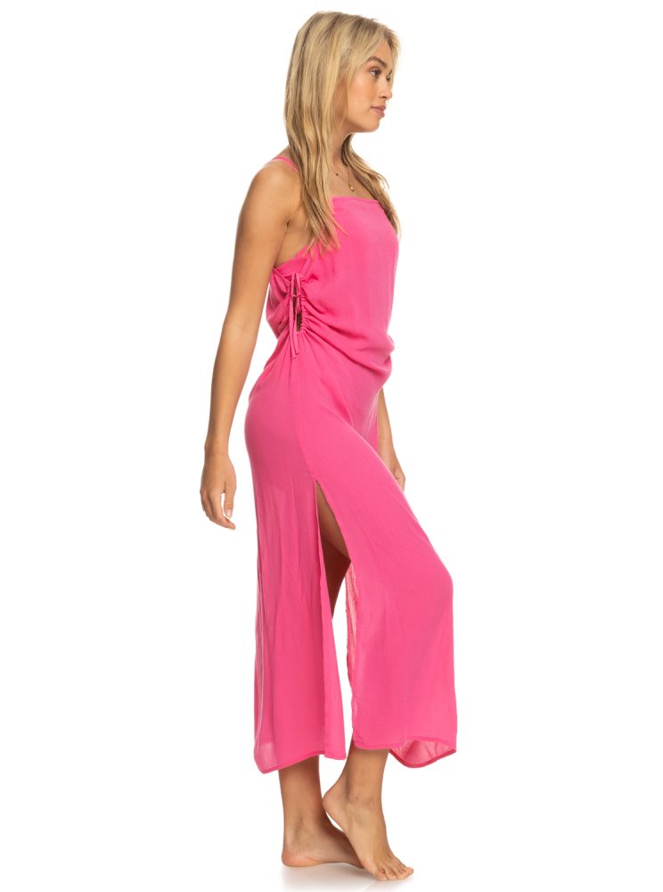 Pink Women's Roxy Sweety Night Maxi Beach Dress | USA HQKJ-13985