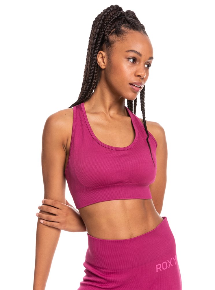 Pink Women's Roxy Time To Pretend Sports Bra | USA OIYV-61045