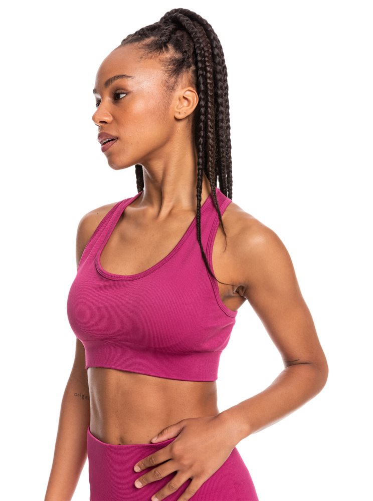 Pink Women's Roxy Time To Pretend Sports Bra | USA OIYV-61045