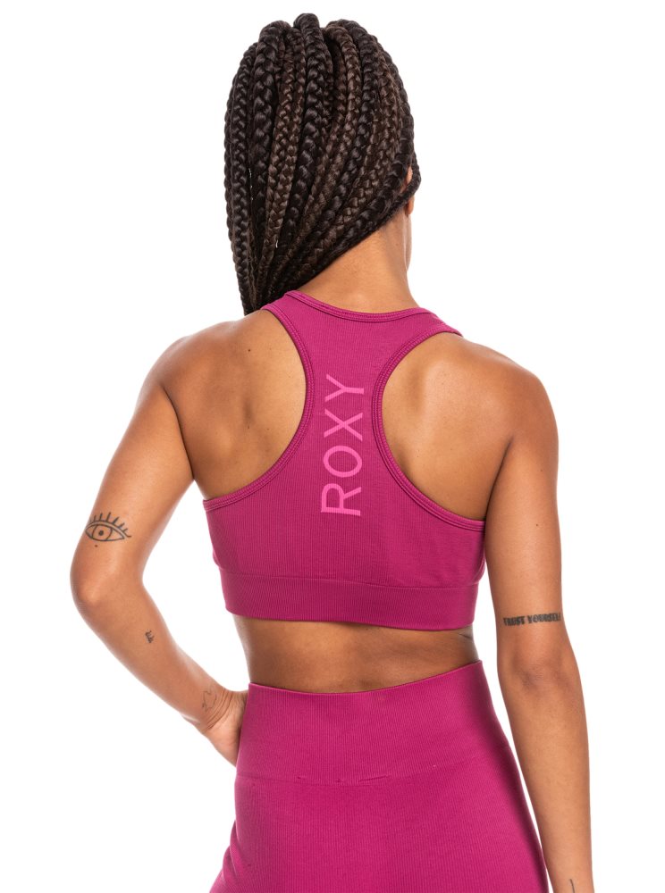 Pink Women's Roxy Time To Pretend Sports Bra | USA OIYV-61045