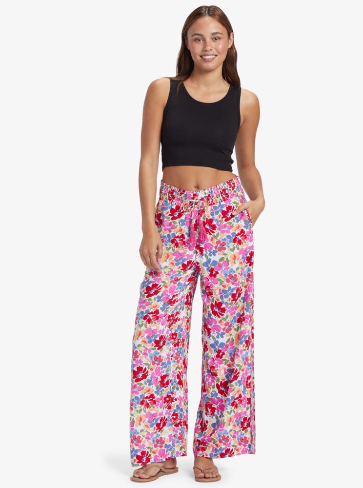 Pink Women's Roxy Tropical Rhythm Beach Pants | USA VQBG-72491