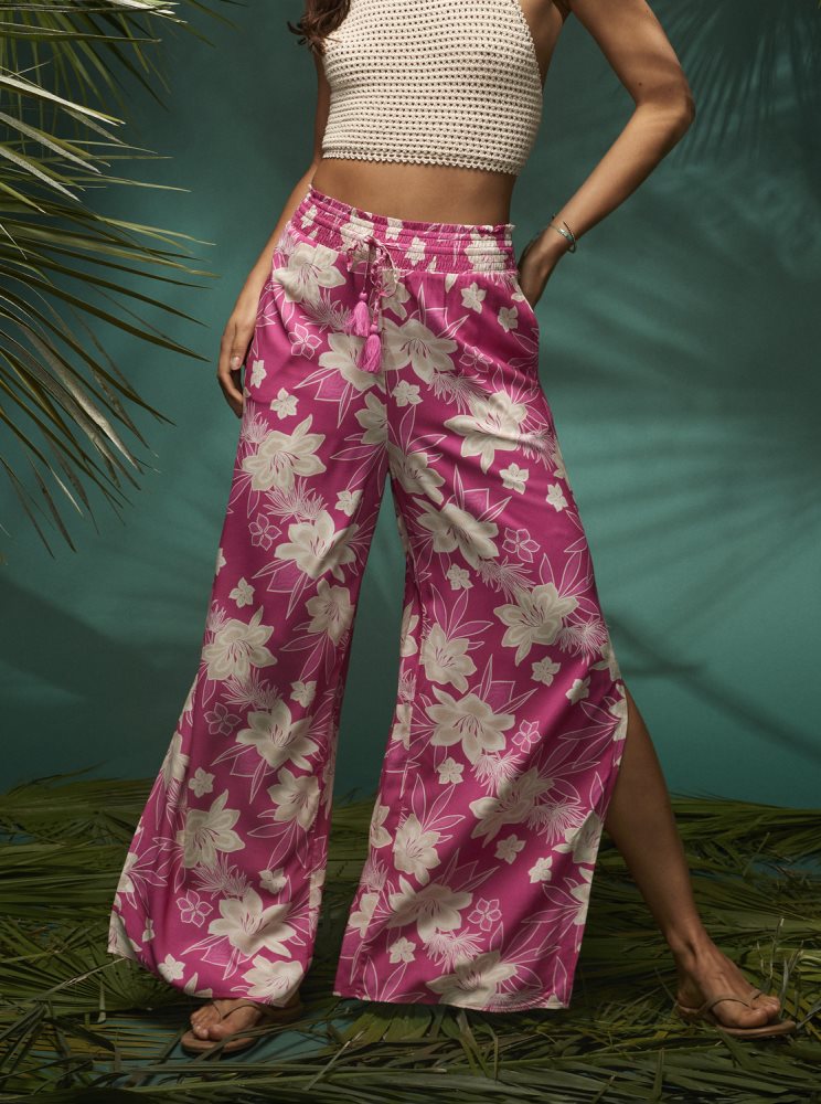 Pink Women's Roxy Tropical Rhythm Beachy Pants | USA MCUD-49381