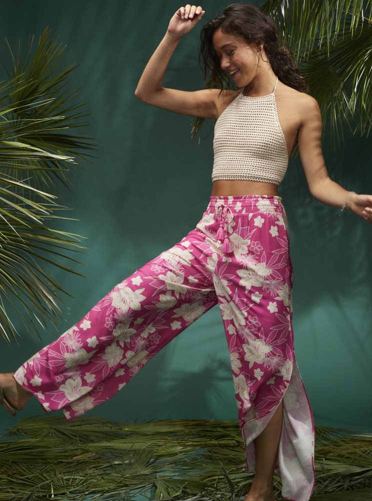 Pink Women's Roxy Tropical Rhythm Beachy Pants | USA MCUD-49381