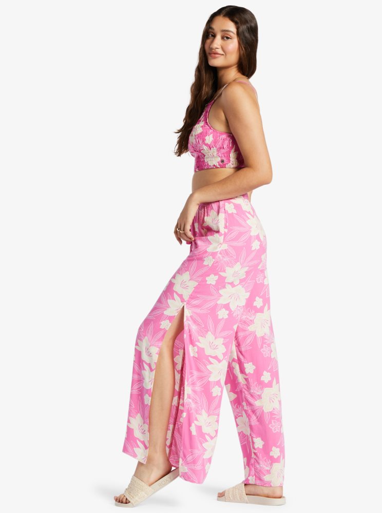 Pink Women's Roxy Tropical Rhythm Beachy Pants | USA MCUD-49381