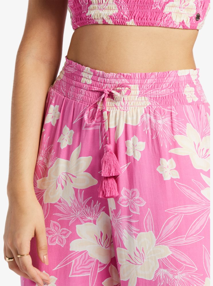 Pink Women's Roxy Tropical Rhythm Beachy Pants | USA MCUD-49381