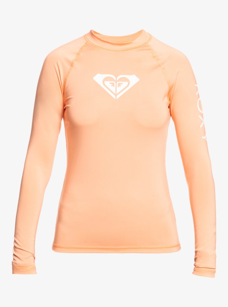 Pink Women's Roxy Whole Hearted Long Sleeve UPF 50 Rashguards | USA JQNT-06985