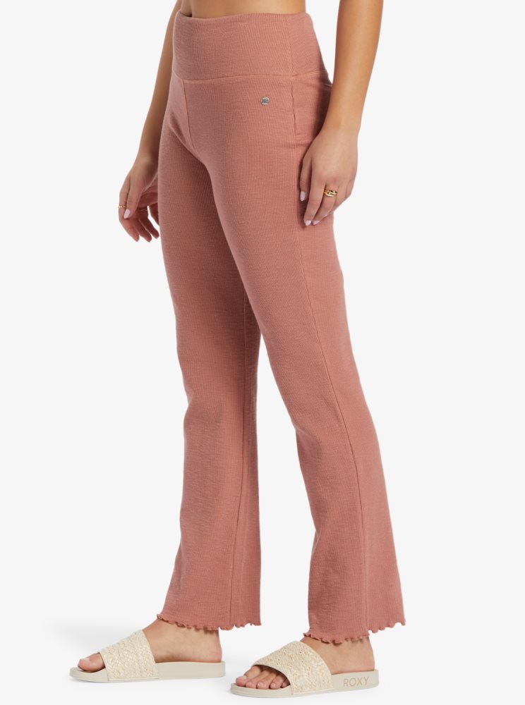 Pink Women's Roxy Zuma Knit High Waist Knit Flare Pants | USA BXUT-27609