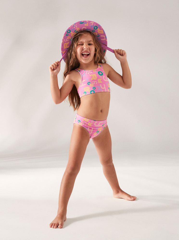 Purple Kids' Roxy 2-7 Funny Bambino Crop Two Piece Set Bikinis | USA AOVS-17658