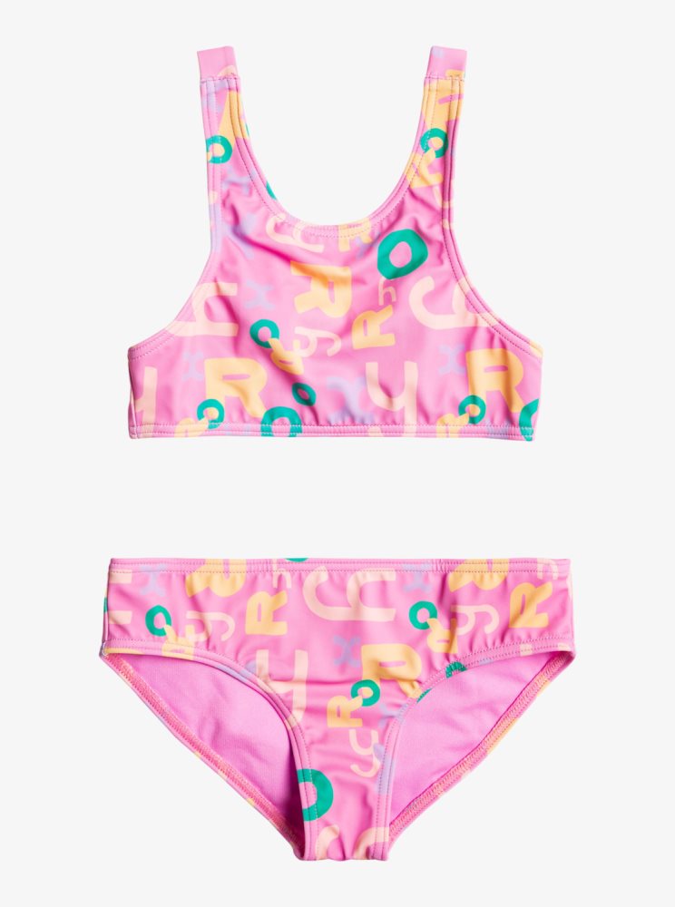 Purple Kids' Roxy 2-7 Funny Bambino Crop Two Piece Set Bikinis | USA AOVS-17658