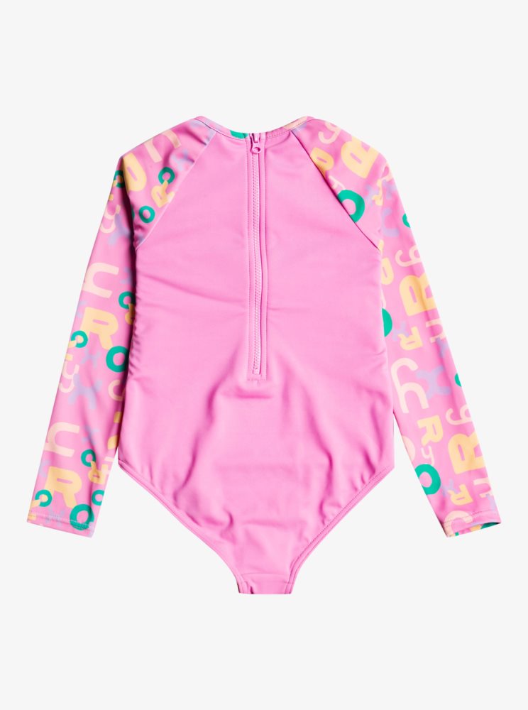 Purple Kids' Roxy 2-7 Funny Bambino Long Sleeve One-Piece Rashguards | USA TICS-59160