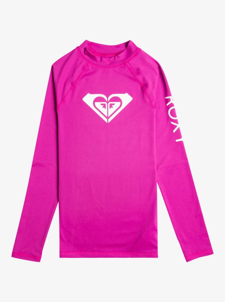 Purple Kids\' Roxy 7-16 Whole Hearted Long Sleeve UPF 50 Rashguards | USA CEPZ-45920