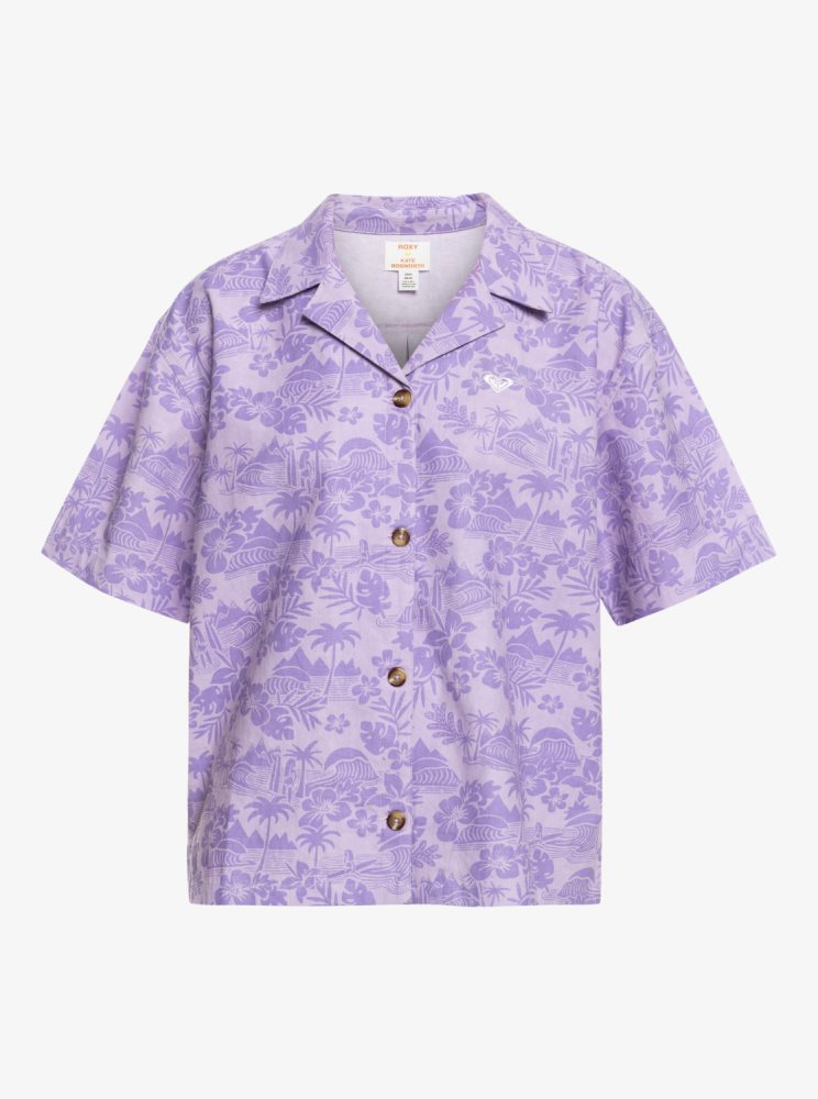 Purple Rose Women's Roxy Surf.Kind.Kate. Short Sleeve Shirts | USA MUZO-76385