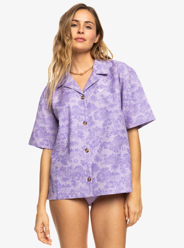 Purple Rose Women's Roxy Surf.Kind.Kate. Short Sleeve Shirts | USA MUZO-76385