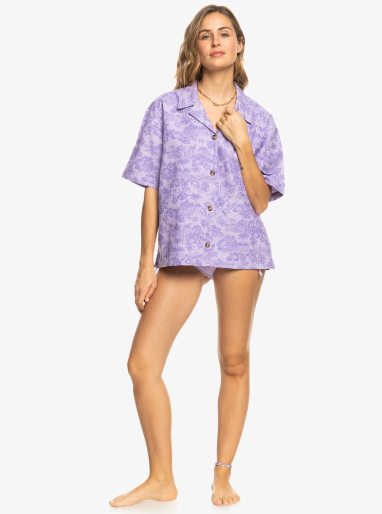 Purple Rose Women's Roxy Surf.Kind.Kate. Short Sleeve Shirts | USA MUZO-76385