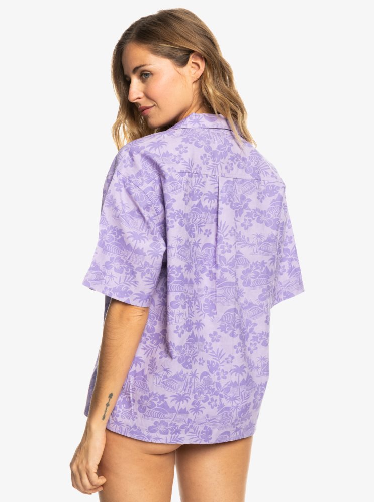 Purple Rose Women's Roxy Surf.Kind.Kate. Short Sleeve Shirts | USA MUZO-76385