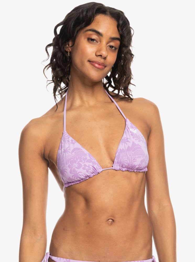 Purple Rose Women's Roxy Surf.Kind.Kate. Reversible Triangle Bikini Tops | USA OEVL-36857