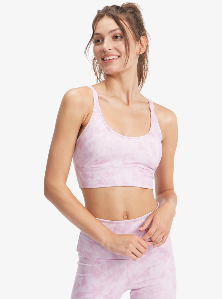 Purple White Women's Roxy Kaileo Sports Bra | USA DGOA-83416