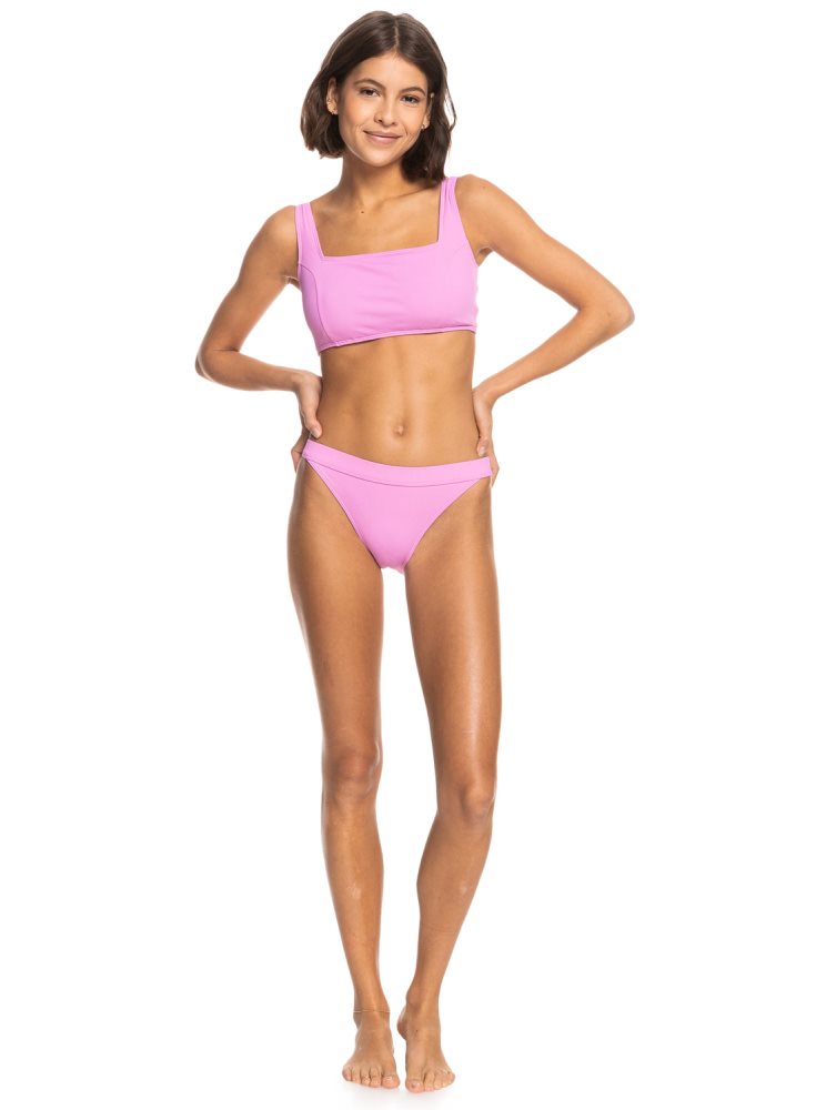 Purple Women's Roxy Active Rib Bikini Bottoms | USA PBCM-94075