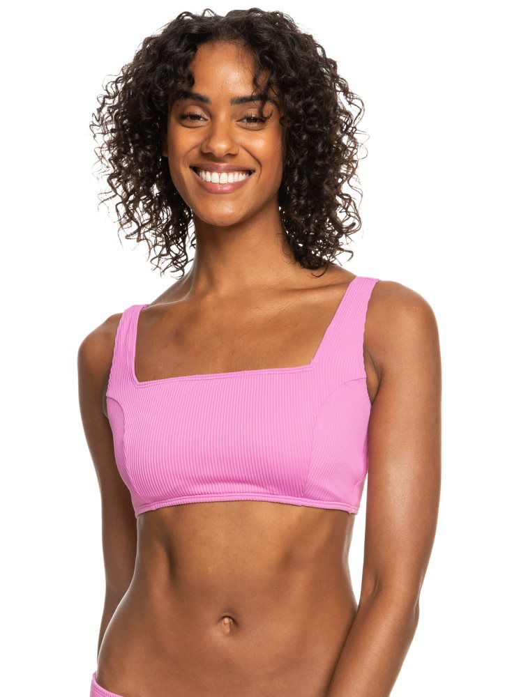 Purple Women\'s Roxy Active Rib Bralette Bikini Tops | USA XHRY-89725