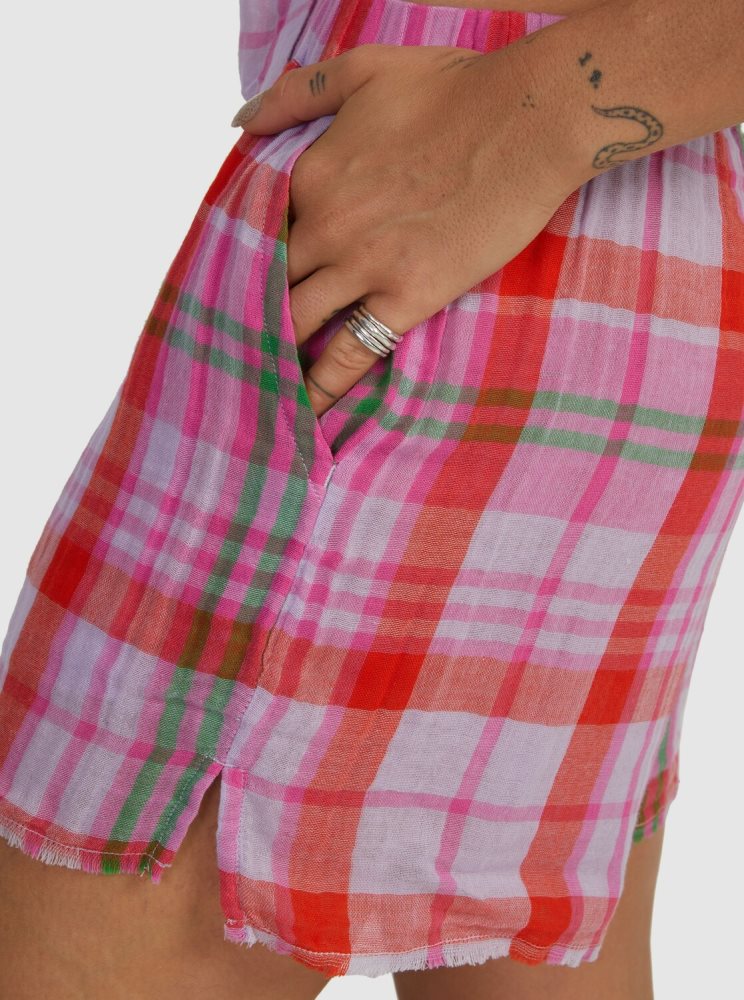 Purple Women's Roxy Tartan Times Shorts | USA HVGJ-14239