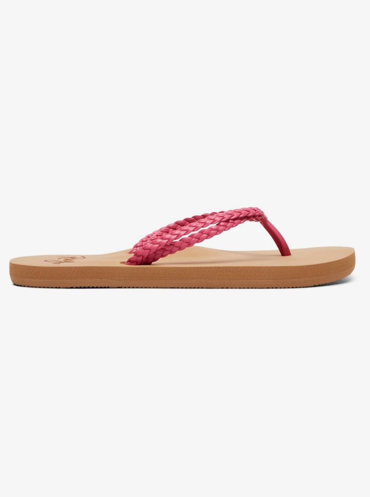 Red Kids' Roxy 4-16 Costas Flip Flops | USA GINK-81937