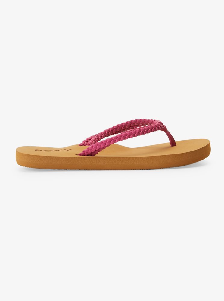 Red Kids' Roxy 4-16 Costas Flip Flops | USA GINK-81937