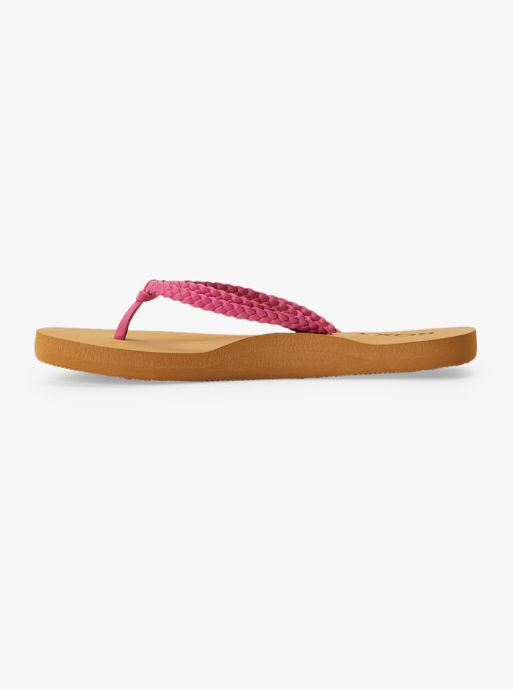 Red Kids' Roxy 4-16 Costas Flip Flops | USA GINK-81937