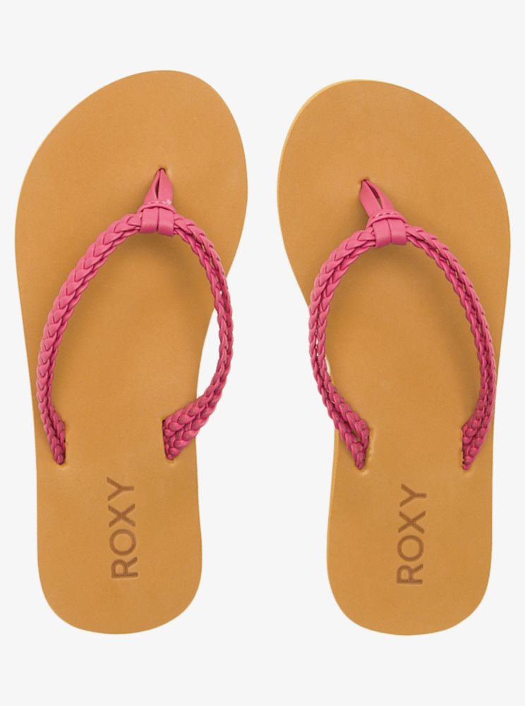 Red Kids' Roxy 4-16 Costas Flip Flops | USA GINK-81937