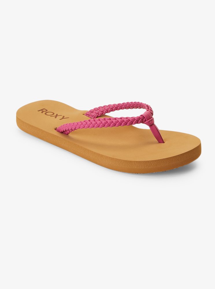 Red Kids\' Roxy 4-16 Costas Flip Flops | USA GINK-81937