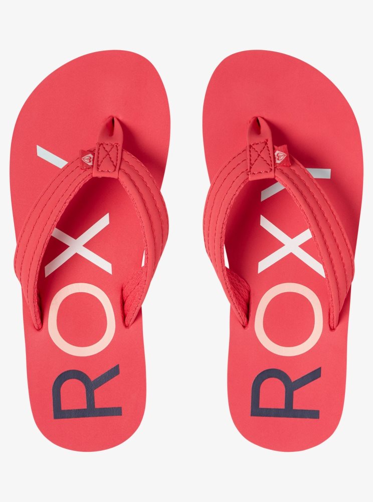 Red Kids' Roxy 4-16 Vista Flip Flops | USA TEAR-51937