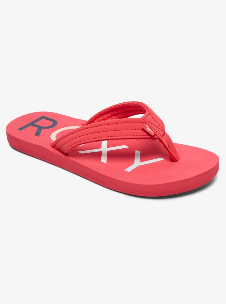 Red Kids\' Roxy 4-16 Vista Flip Flops | USA TEAR-51937