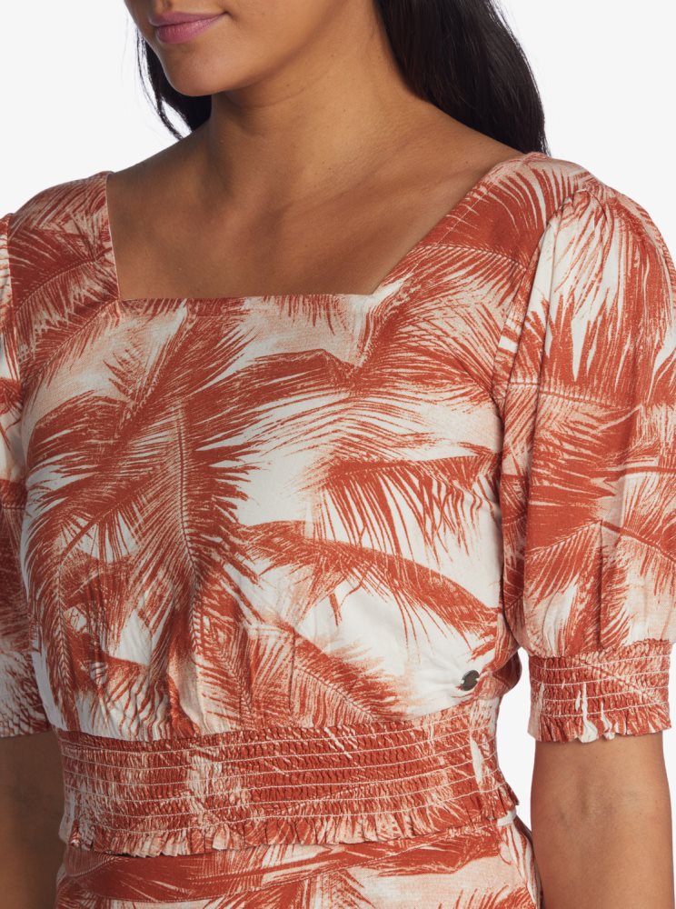 Red Women's Roxy Abundant Swell Woven Tops | USA GLAU-25780