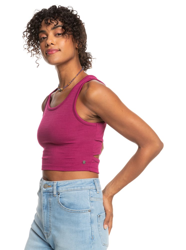 Red Women's Roxy Good Keepsake Crop Tops | USA OJGI-12845