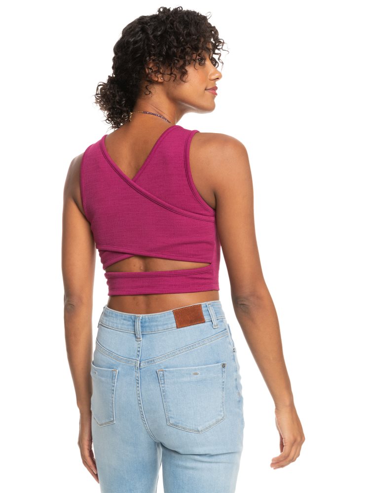 Red Women's Roxy Good Keepsake Crop Tops | USA OJGI-12845