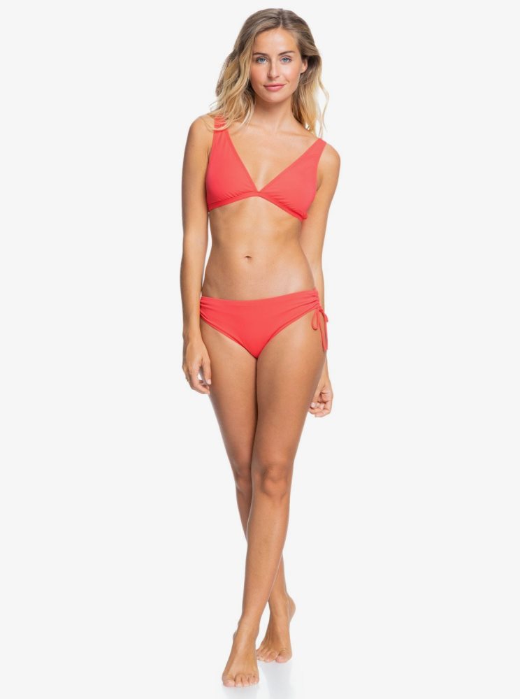 Red Women's Roxy Solid Beach Classics Elongated Triangle Bikini Tops | USA VSTU-45392