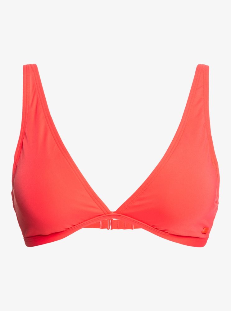 Red Women's Roxy Solid Beach Classics Elongated Triangle Bikini Tops | USA VSTU-45392