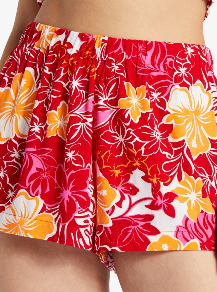 Red / Yellow Women\'s Roxy Easy Does It High Waist Shorts | USA BYLS-64705