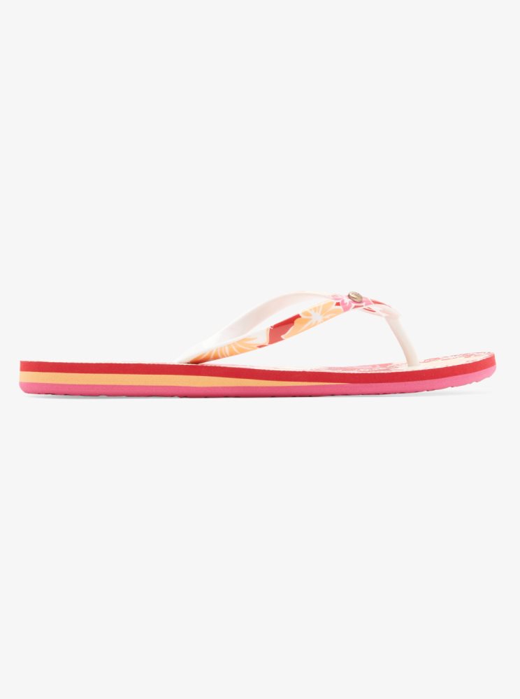 Red / Yellow Women's Roxy Portofino Flip Flops | USA DCWY-90835