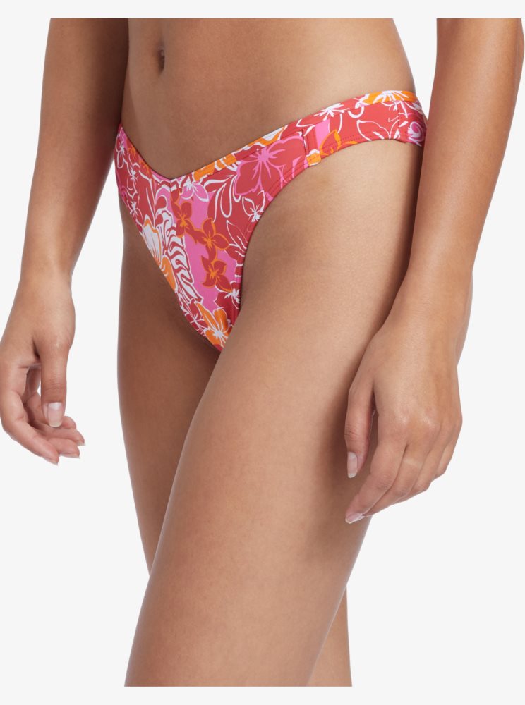 Red / Yellow Women's Roxy Sea Spray Cheeky Bikini Bottoms | USA USVN-53016